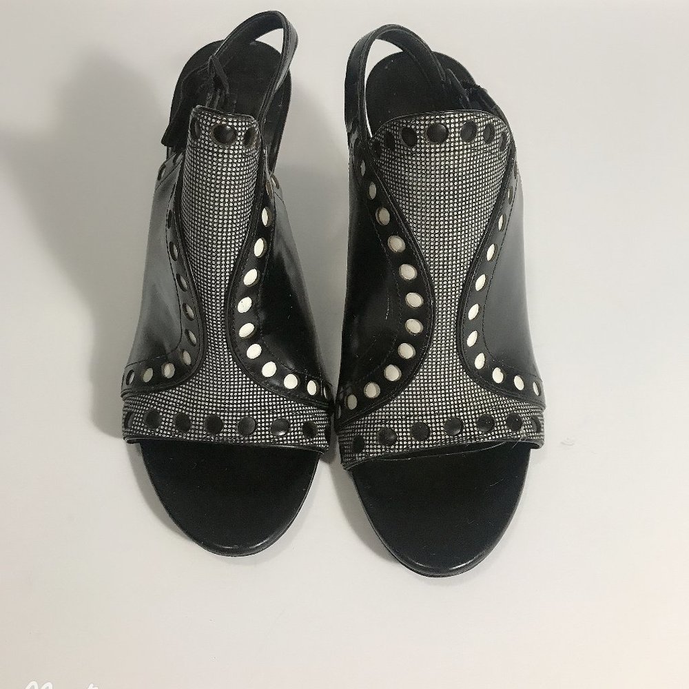 Alexander wang black white polka dot booties open